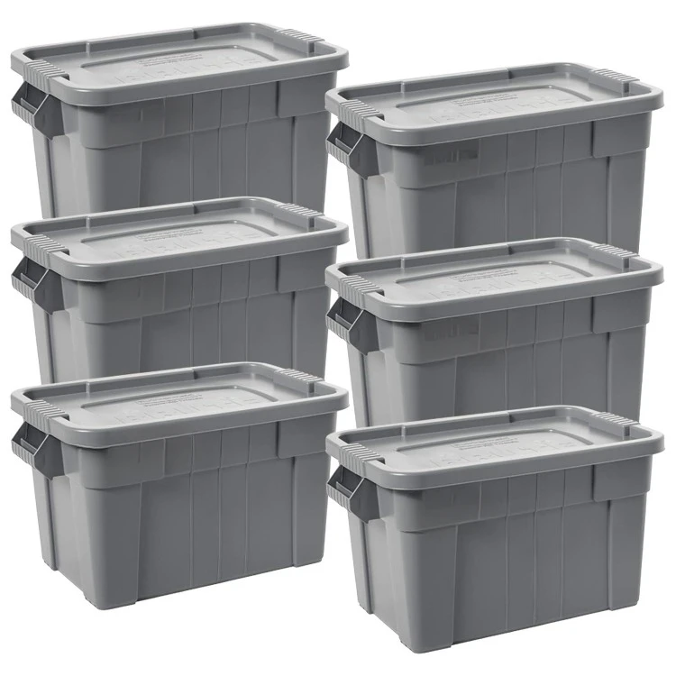 Commercial Products Brute Tote Storage Container With Lid, 20-Gallon, Gray, Pack of 1