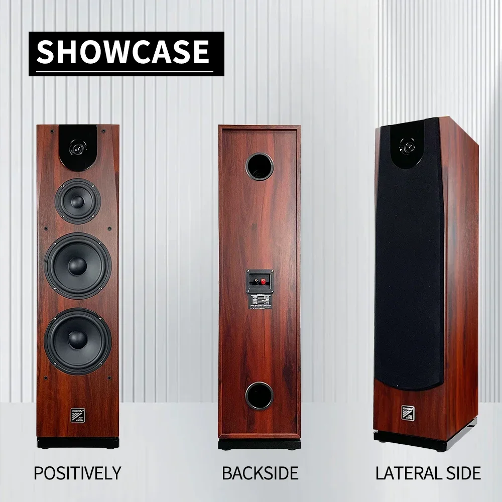 

High-end Tower Level 2.0 Front Speaker Living Room Three Frequency Passive HiFi Floor Type Home Stereo Wooden Speaker