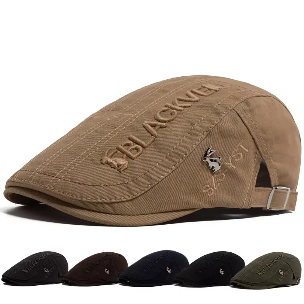 

Fashion Adjustable Men Beret Sunscreen Rabbit Embroidery Flat Cap Breathable Newsboy Cap Summer Season