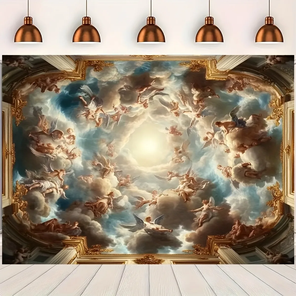Majestic Baroque Angel Tapestry Wall Decor Ceiling Mural Luxury Renaissance Art Tapestry 180x280cm