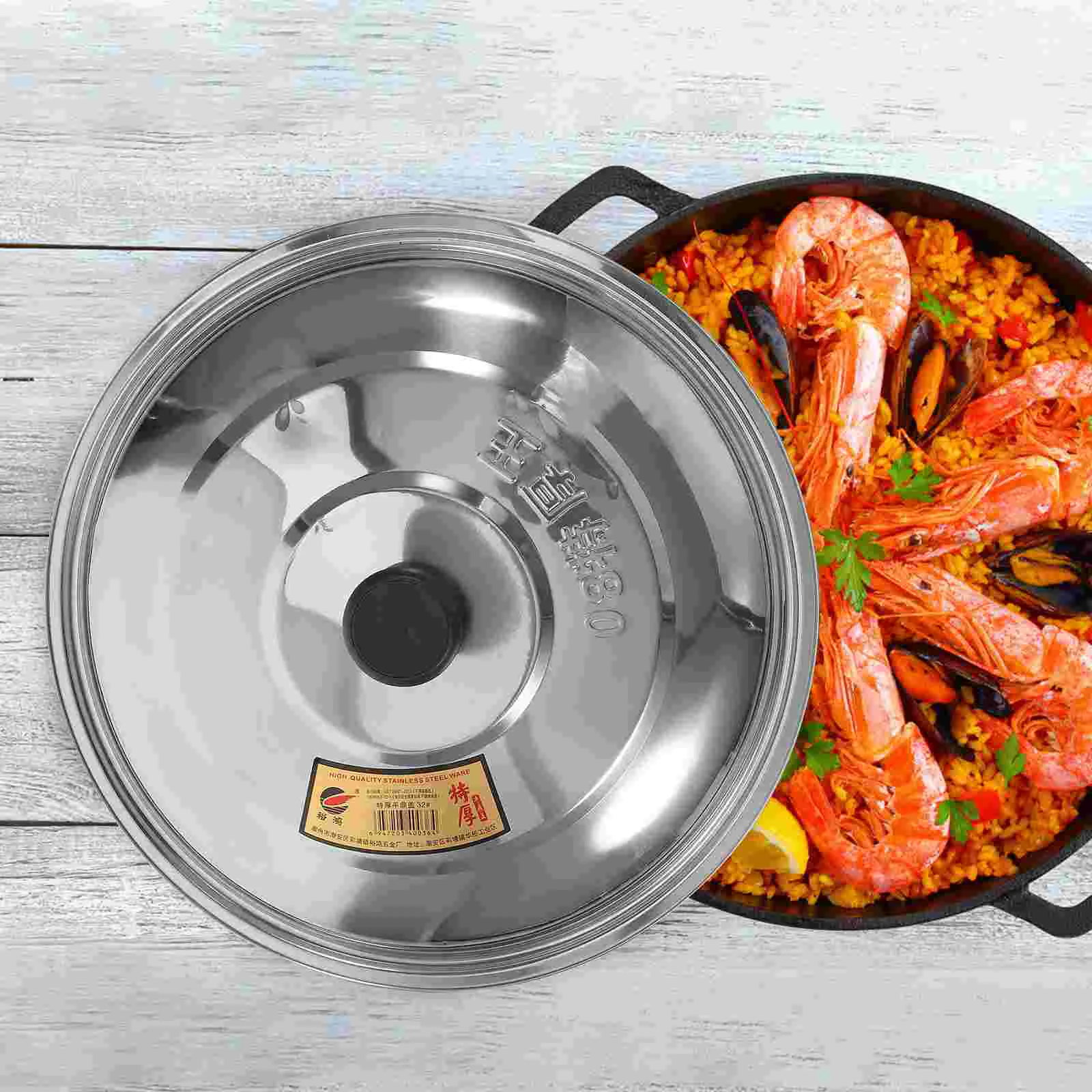 Wok Stainless Steel Pot Lid Home Accessories Kitchen Accessory Supply Griddle Frying Pan with