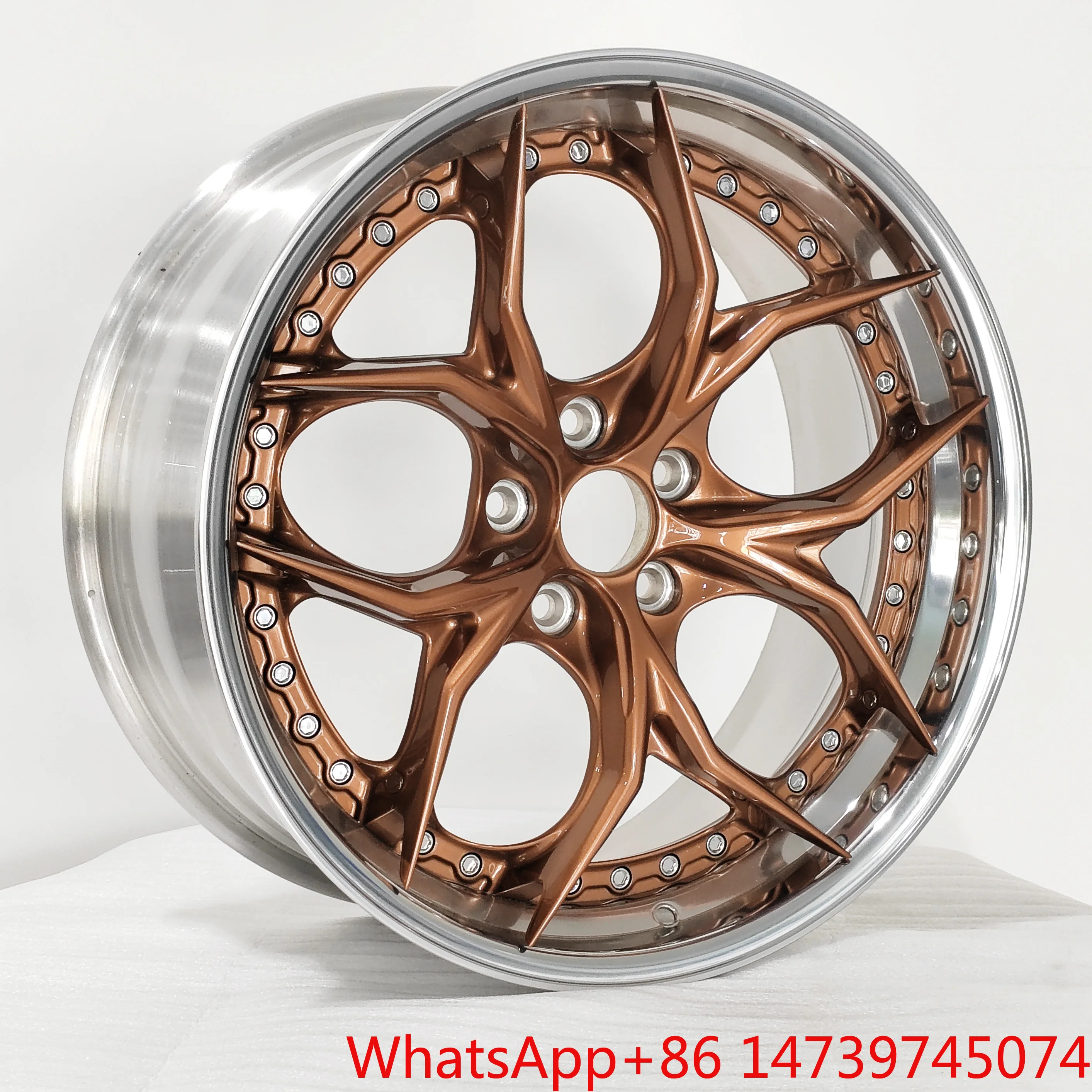 Car WheelSYAC Customized 18-24 Inch 2-piece Forged Sports Car Wheels Polished Rims Bronze Color Spoke Passenger Car WheelsForged