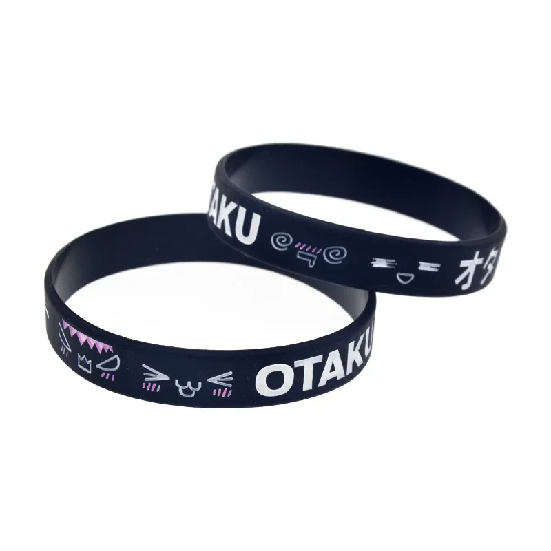 50 Pcs OTAKU Silicone Bracelet for Anime Fans Gift Black Adult Size Bangle