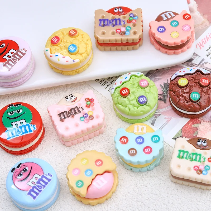 100pcs Cute Resin Cartoon Chocolate Biscuit Flatback For Scrapbooking Kawaii Fake Food Cabochons Craft Material DIY Accessories