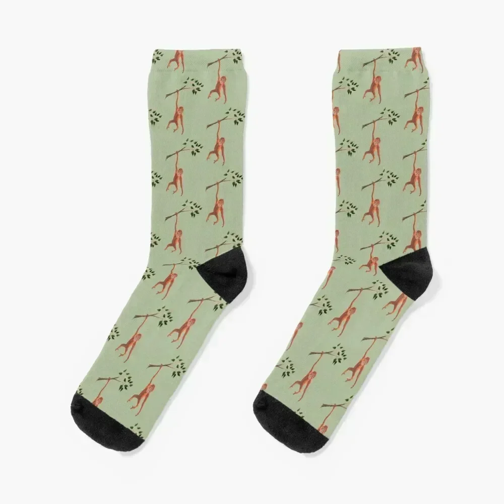 Orangutan Swinging on Branch Socks anti-slip cartoon Socks Men Women's