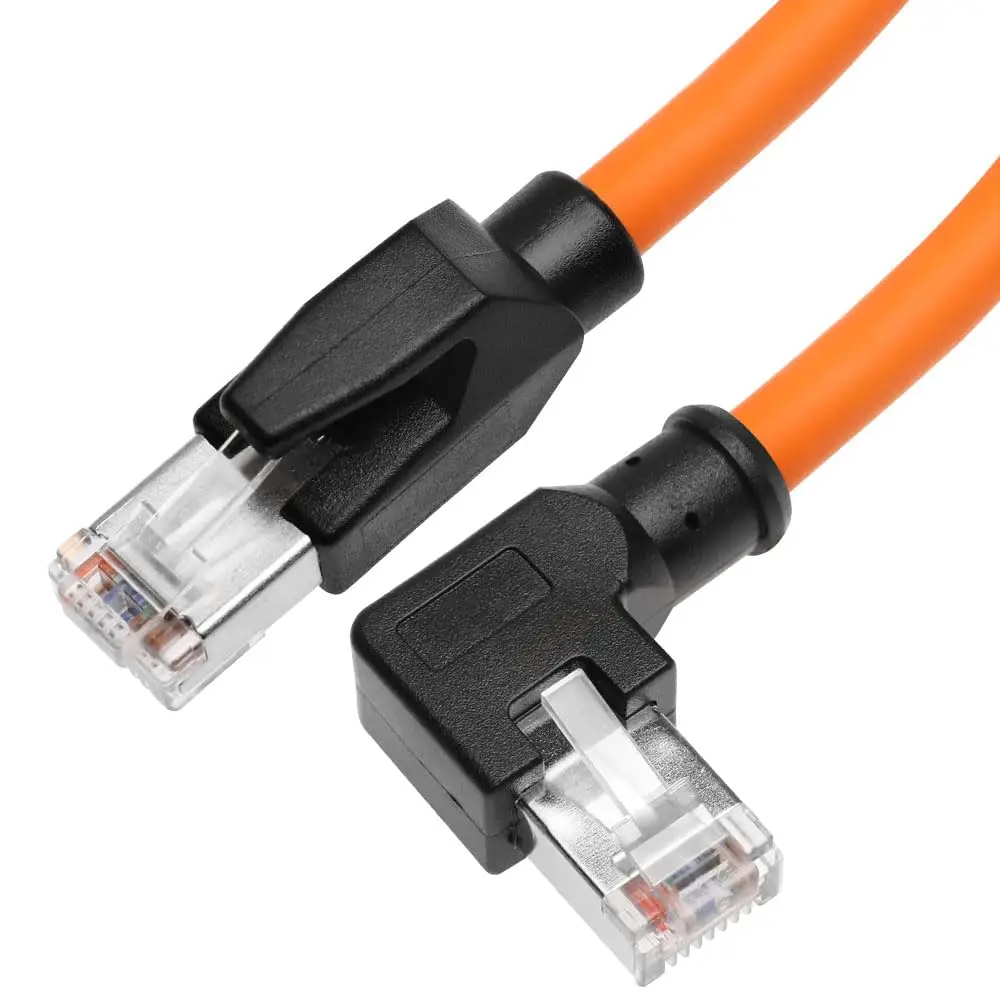 Alvin's Shielded Cat6 Left Angle 20m Drag Chain Orange for Profinet PLC