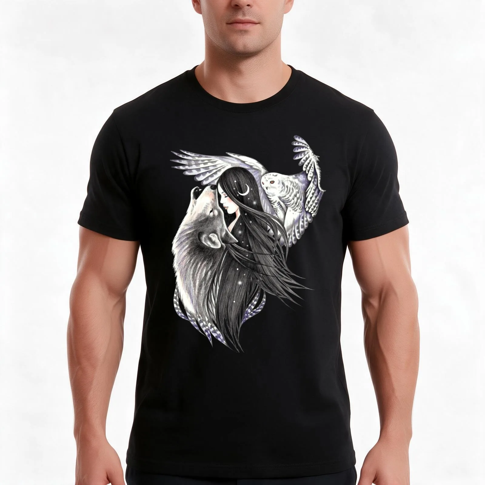 Magic Forest T-Shirt, Summer Casual Cotton Tee, Oversized Streetwear Tops, Vintage Graphic Print, Loose Fit Short Sleeve