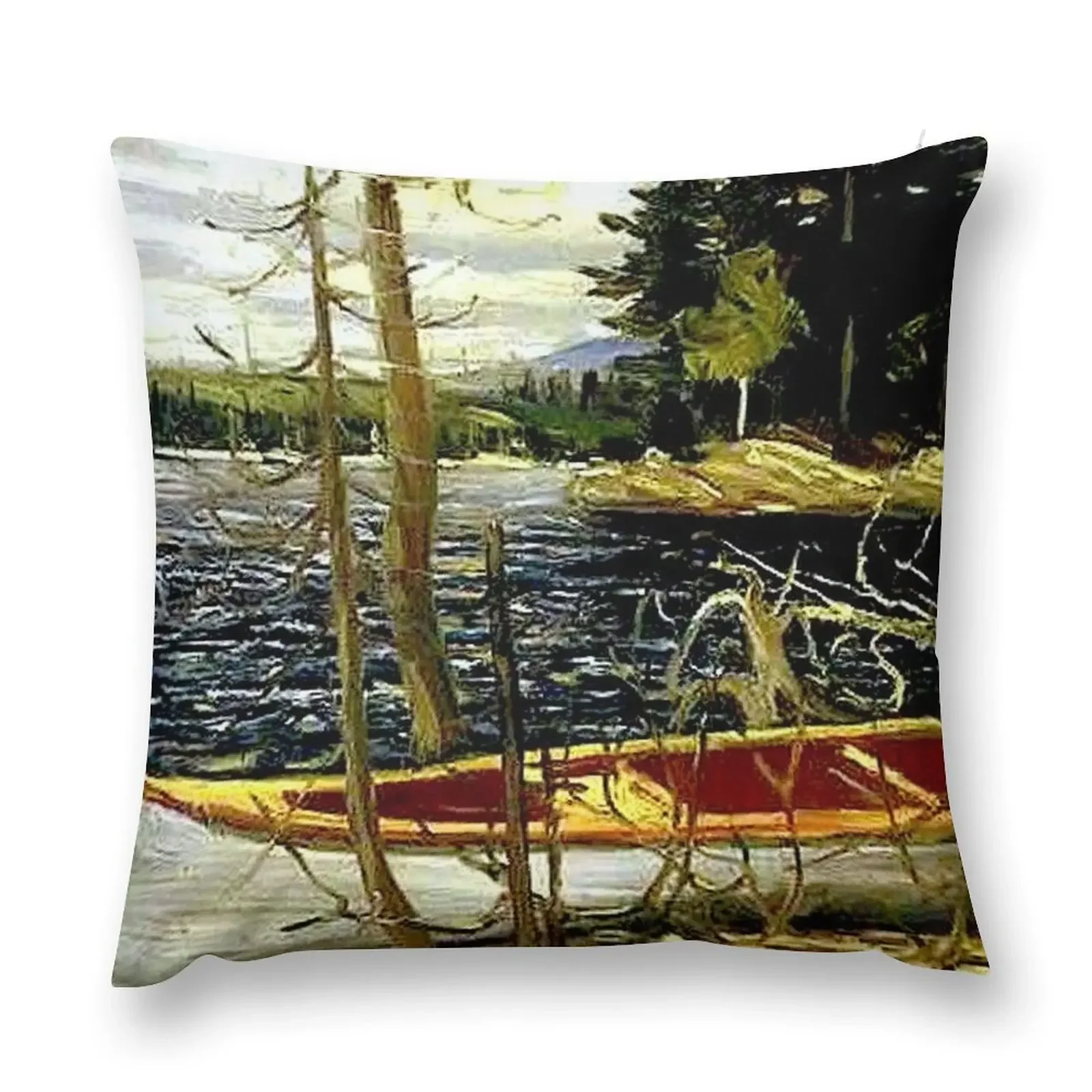 THE CANOE : Vintage 1917 Tom Thomson Algonquin Park Art Print Throw Pillow luxury sofa pillows pillow