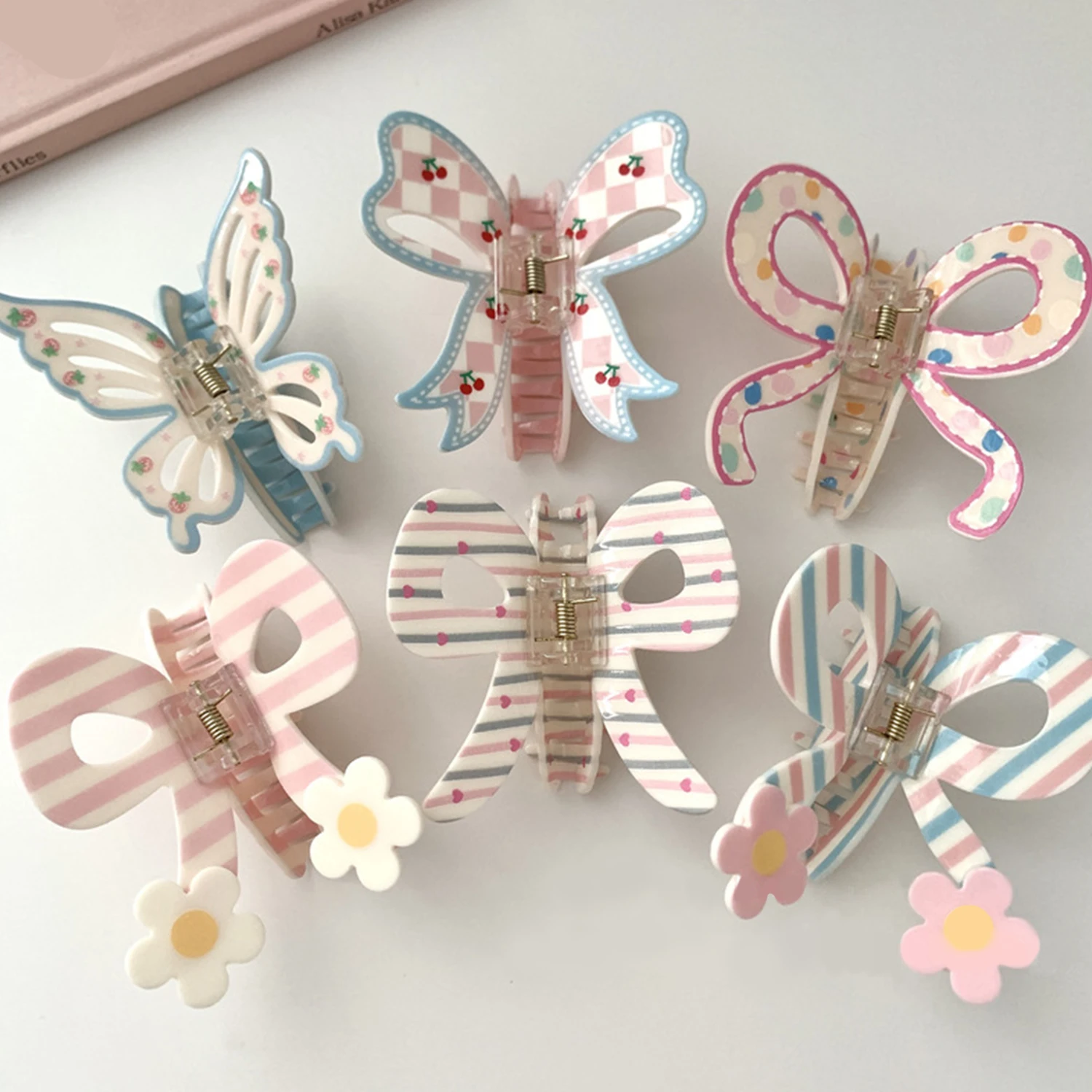 

1 Pc Shark Clip Flower Hair Clips Butterfly Gripper Ponytail Holder Clip Bow Hair Claw Sweet Non-Slip for Women Girls