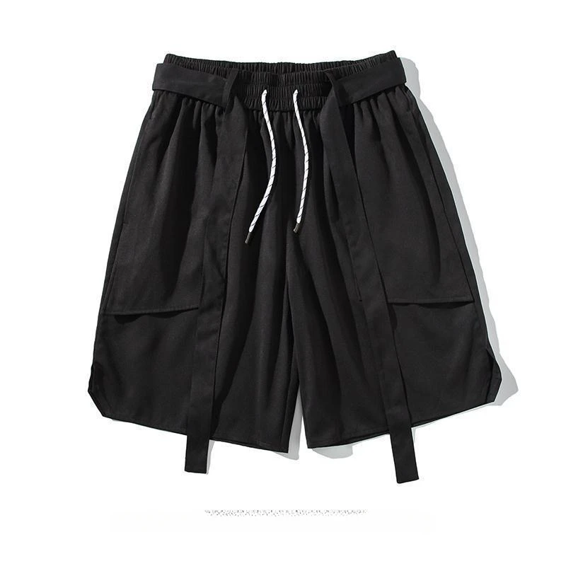 EBAIHUI Summer Men's Shorts Solid Color Casual Male Sports Pants Retro Ribbon Design Man Clothing