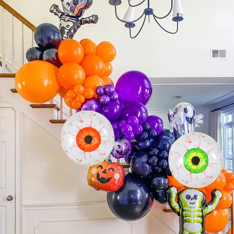 22inch 4D Bloodshot Eyeball Foil Balloons Red Green Blue Scary Eyeball Ornament Horror Atmosphere Halloween Party Decoration