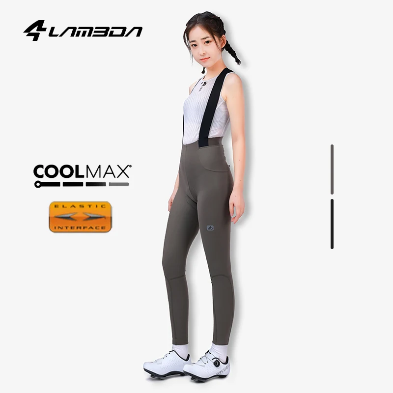 

LAMEDA Double Arrow Women's Cycling Bib Quick Release Fall Winter Fleece Cycling Bib Trousers Road Bike High Waist Cycling Pant
