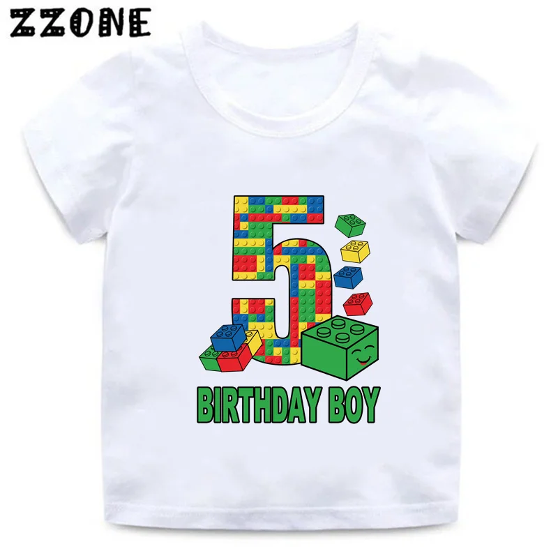 Master Builder Blocks Building Number Bow Print Boys Clothes 1 2 3 4 5 6 7 8 9 Years Birthday Kids T shirt Baby Girls T-Shirts