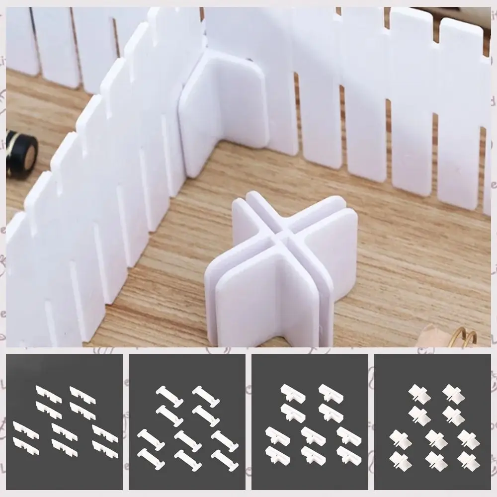 10PCS T/Cross/Three-way Type Cross Buckle Fixing Clip White Plastic Partition Extension Buckle Drawer Partition Accessories