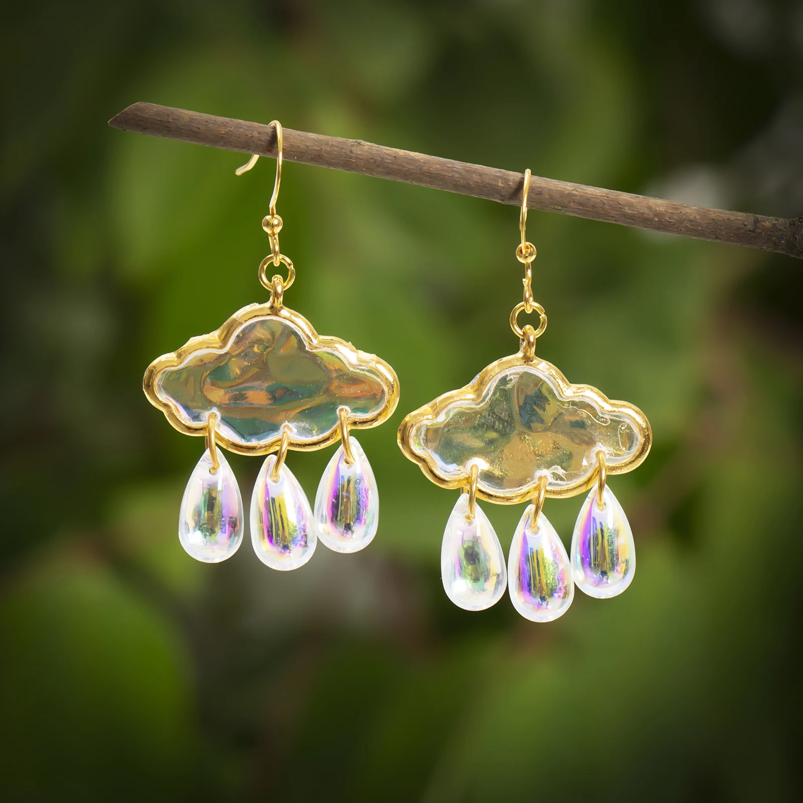 ZKBKJSPZJB Raindrops Fashion Rainbow Cloud Colorful for Girls Cute Creative Clouds Water Droplets Dangle Earrings Jewelry for Gi