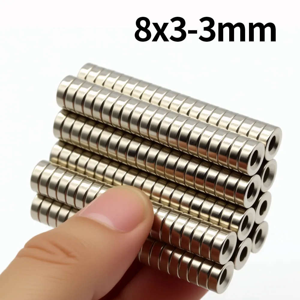 8x3-3 مللي متر سوبر قوي مغناطيس النيوديميوم N35 ندفيب المغناطيسي الدائم imanes جولة مع ثقوب مغناطيس قوي الثلاجة