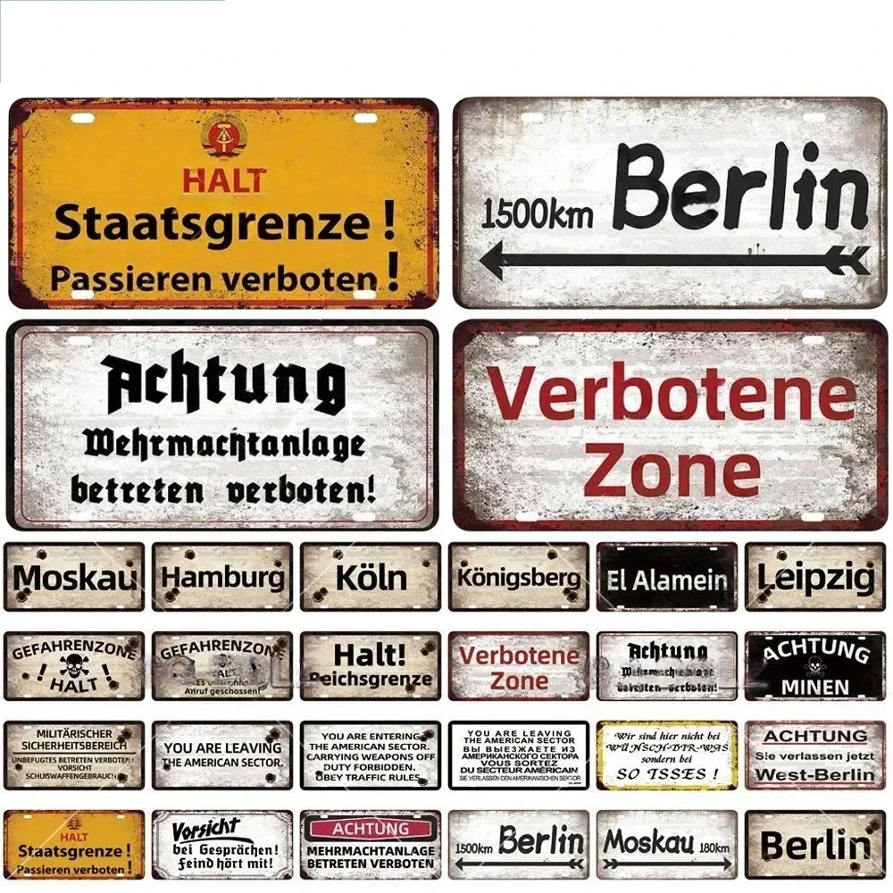 Vintage Berlin City Plate War Aluminum Sign Store Bar Metal Home Club Man Cave Pub Decor Painting Plaques Poster Wall Decoration