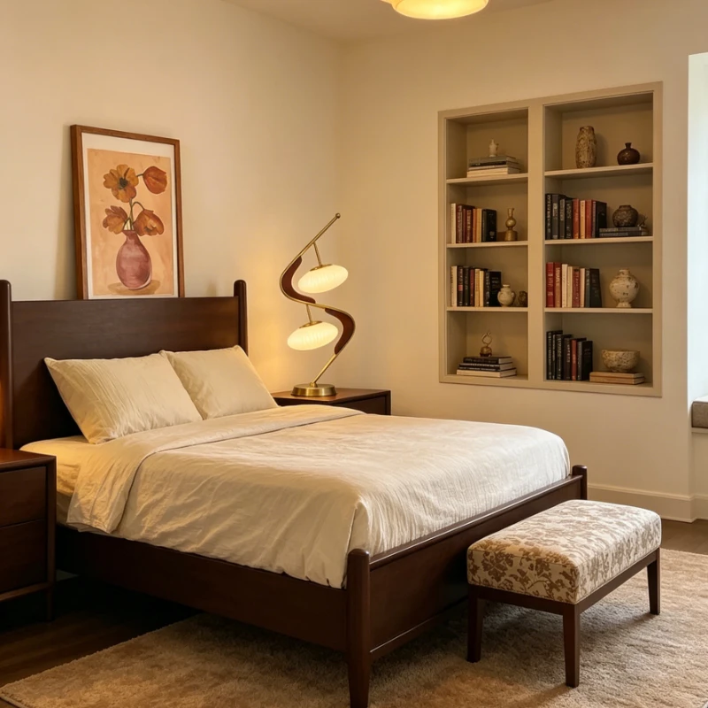 Classical Style Double-Light Table Lamp Led Walnut Textured Metal Frame Vertical Ribbed Glass Shades Bedroom Bedside Living Room