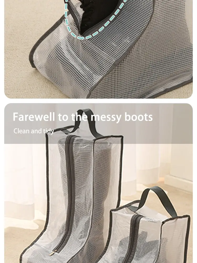 Schuhe Staubschutz Mesh Transparente Schuh- und Stiefel-Aufbewahrungstasche mit Reißverschluss Tragbarer Reise-Staub-Organizer Schutztasche – Detail 6