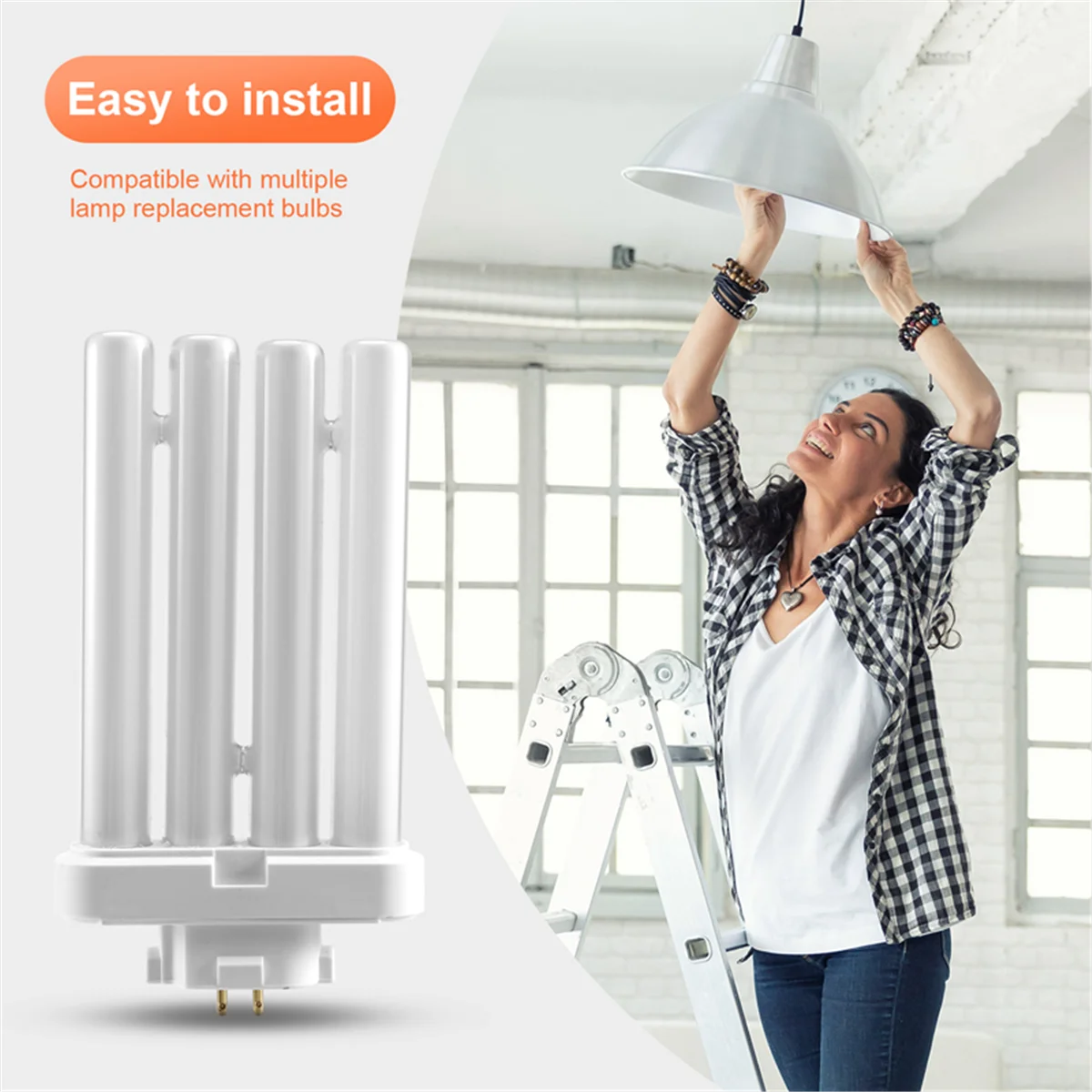 RIRI 220 فولت 27 واط 4 دبوس الصفوف 6500 كيلو مزدوج H رباعية أنبوب المدمجة مصباح الفلورسنت ضوء لمبة