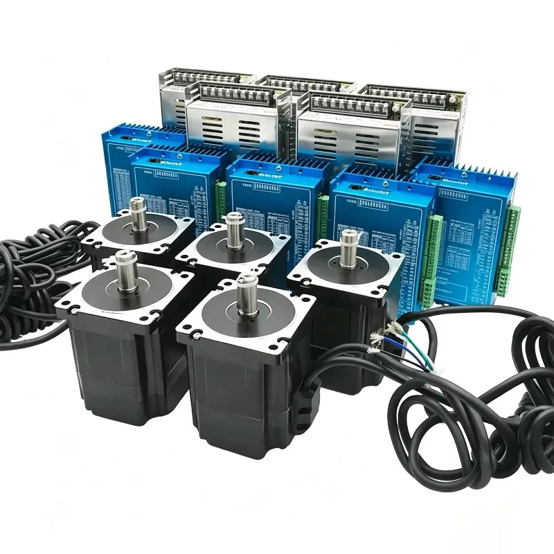 Closed Loop Stepper Motor Driver Kit 2PH 4.5/8.5/12Nm 6A Nema34 86mm Motor 400W Power Supply with Encoder Easy Step Servo Kit