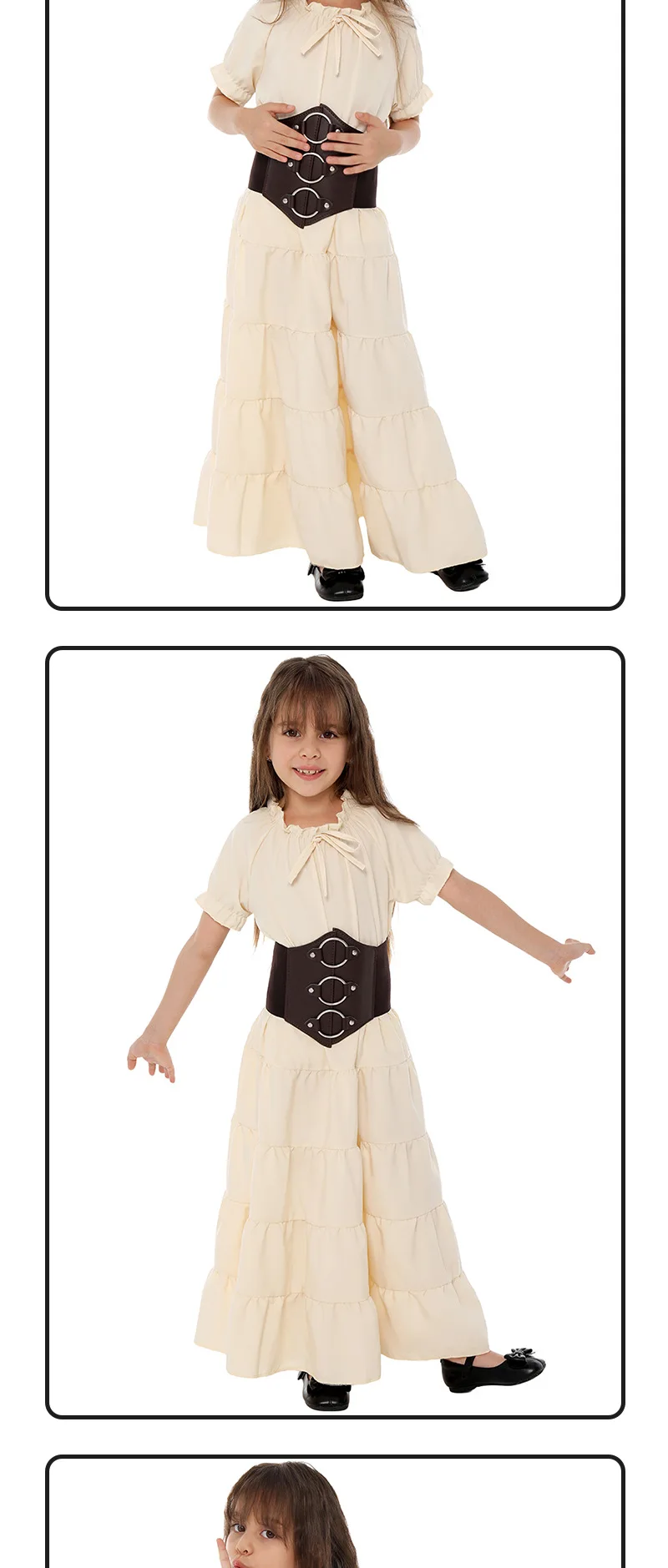 Irisches Chemise Renaissance Kinderkleid Ausgefallenes Karnevalskostüm Viktorianisches Feenkleid Mittelalterliches Bauernkleid Langes Kostüm – Detail 3