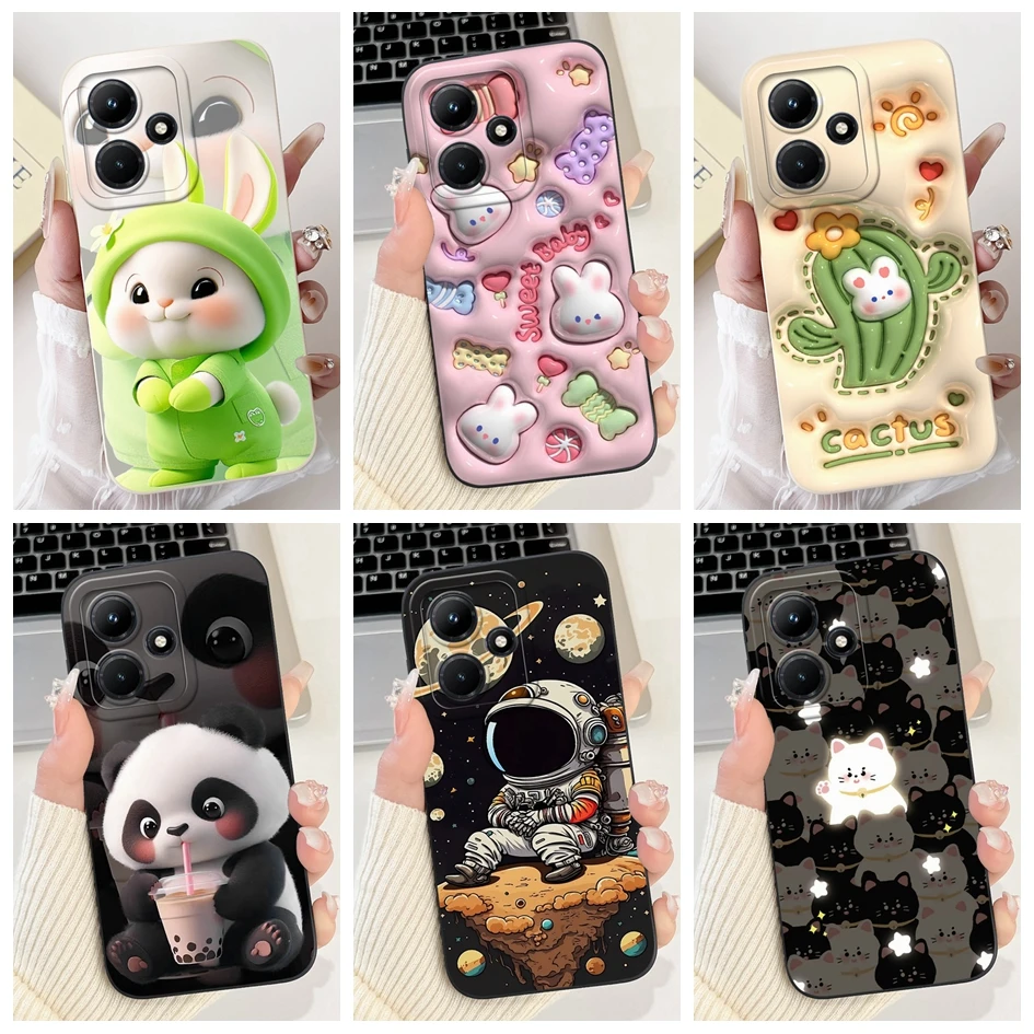 For Infinix Hot 30 Play Case Hot 30i Cover X669 X669C X6835 Shockproof Funda Cute Cartoon Soft Silicone Cover For Hot 30 4G Etui