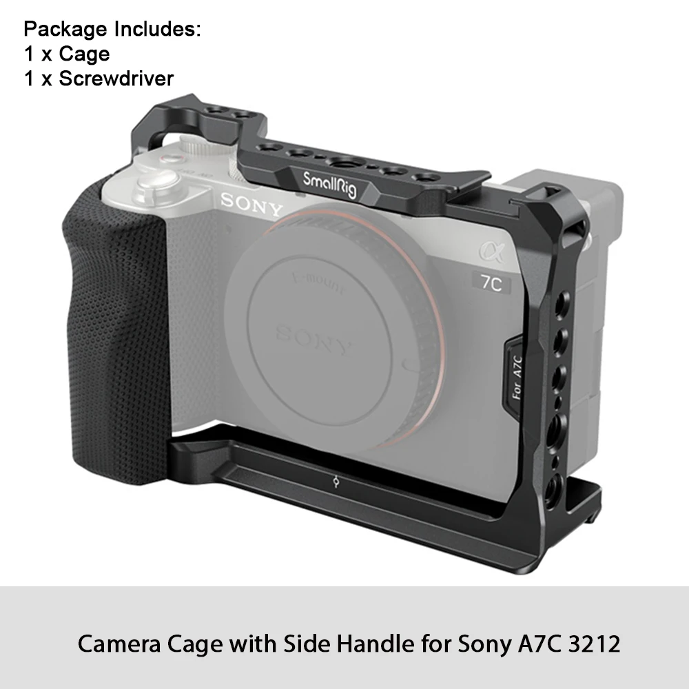Smallrig Volledige Kooi Met Siliconen Side Handvat Voor Sony A7C Met Lokaliseren Gaten Voor Arri Quick Release Plate Arca En koude Schoen