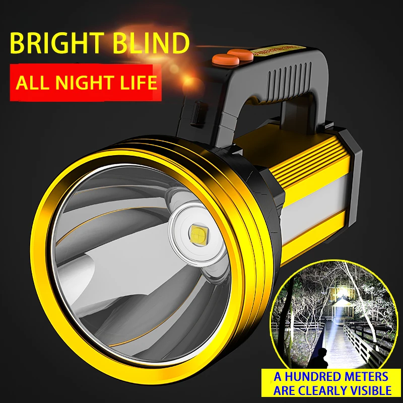 Long Range Rechargeable Outdoor Multifunction LED Searchlight Handheld Flashlight With COB Lantern for Camping