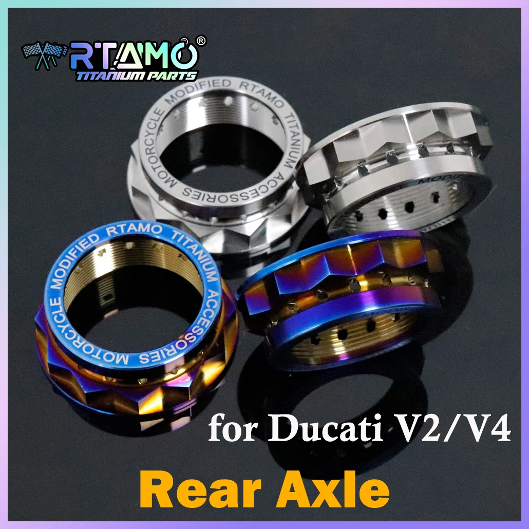 RTAMO Gr5 Titanium Nut M48 Rear Axle Nut Clips Fit for Ducati Panigale Streetfighter V4/V2 Hightstrength Motorcycle Modifed