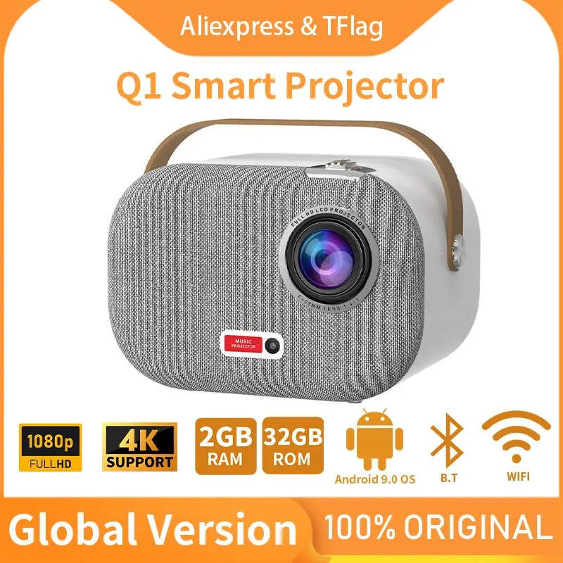 Global TFlag Q1 Projector Portable Mini Full HD 1080P 4K Smart Android 9.0 Wifi LCD Video Home Theater Projector 2+32G