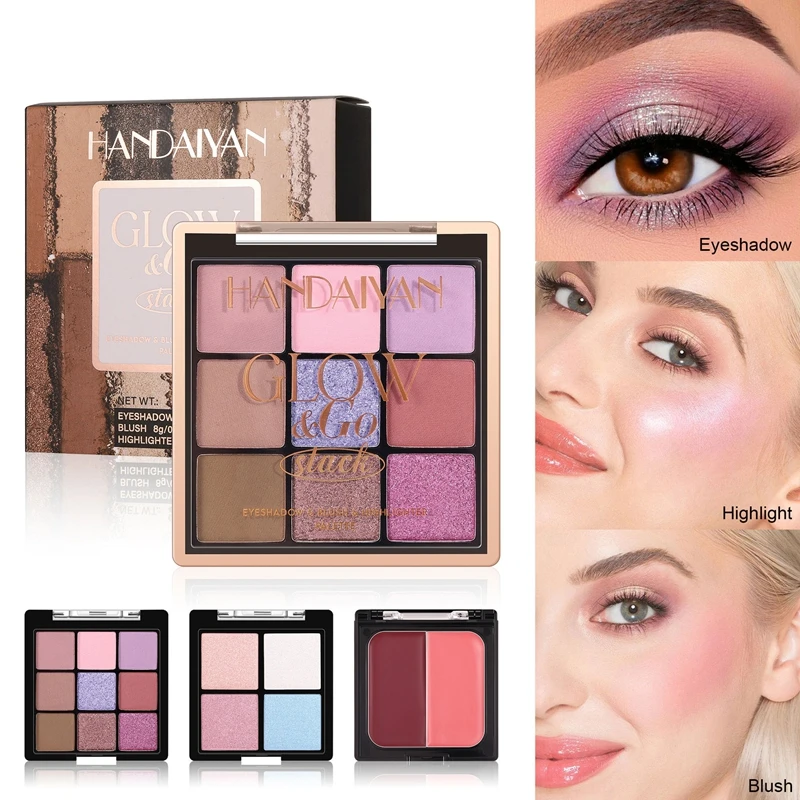 Ombretto Evidenziatore Blush 3in1 Trucco multifunzione Cosmetico Impermeabile Lunga durata Tavolozza di ombretti perlati opachi a 3 strati