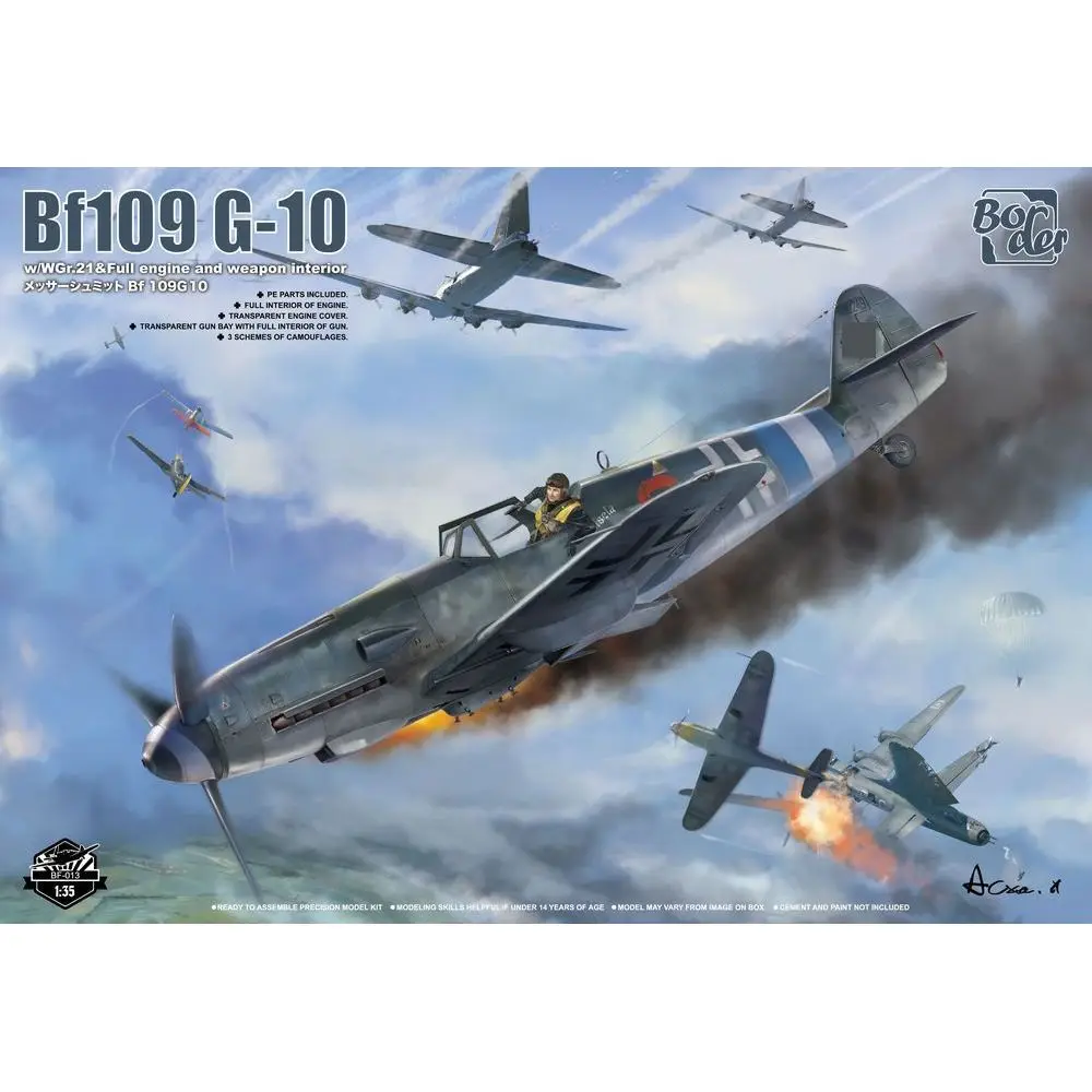 

BORDER BF-013 1/35 Немецкий BF109 G-10 с полным двигателем WGr.21 и салоном Wepon — комплект масштабной модели