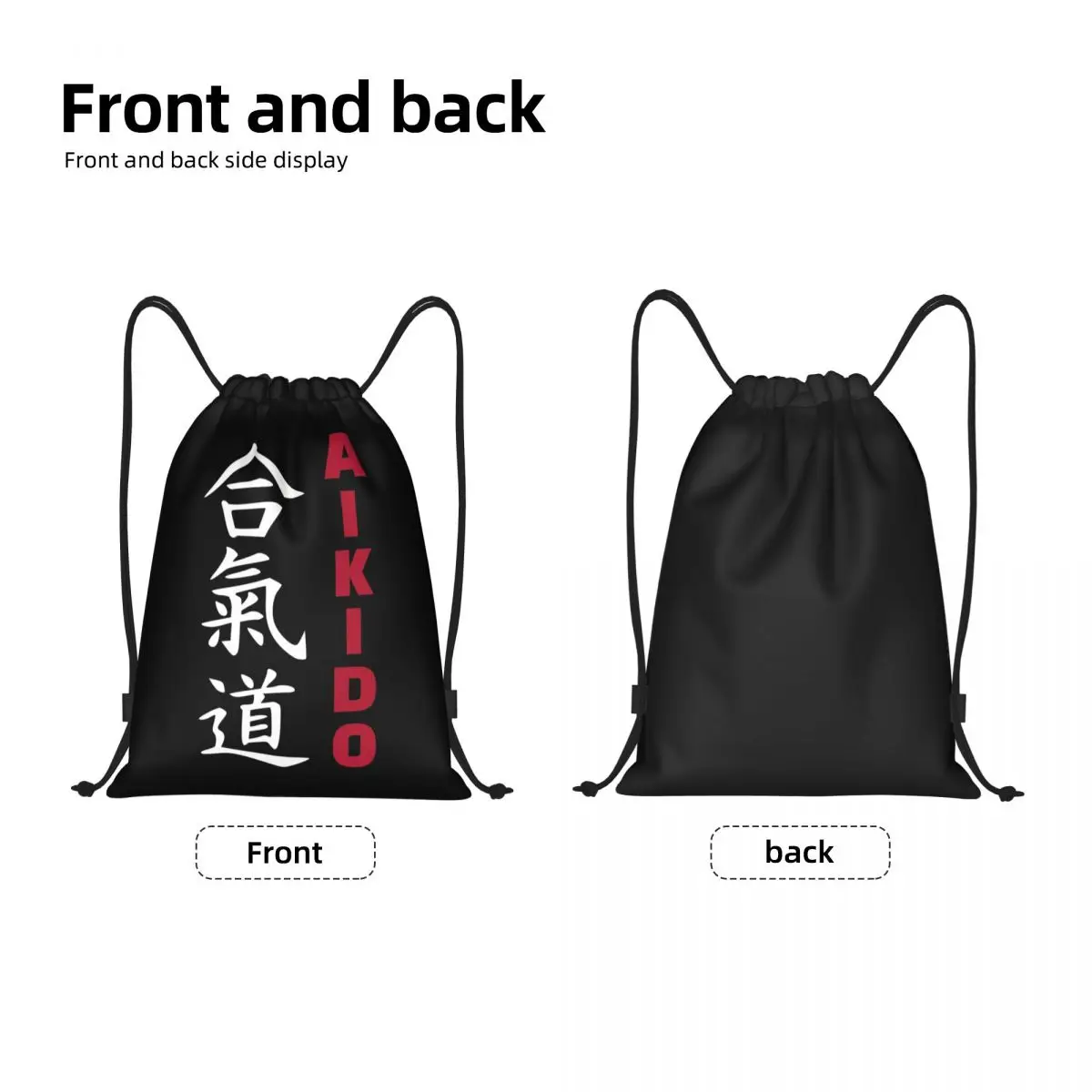 Custom Japanese Aikido Drawstring Bag Women Men Lightweight Samurai Martial Arts Sports Gym Storage Backpack