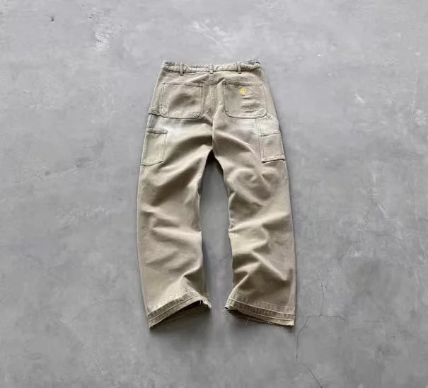 

Waed out Zipper Workwear Pants Lettering Casual Loose Fit Summer Jeans Youth Men's Torn Perception 25SS New Sle