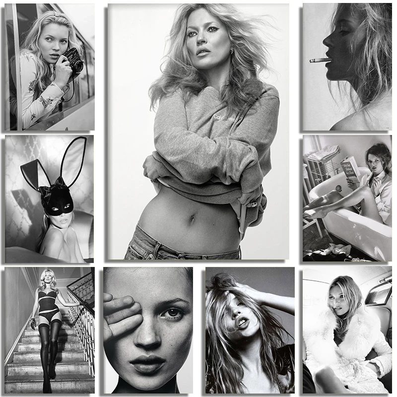 Sexy Supermodel Kate Moss Feminist Fashion Poster Photography Old Hollywood Canvas Painting Wall Pictures Teen Girl Room Decor