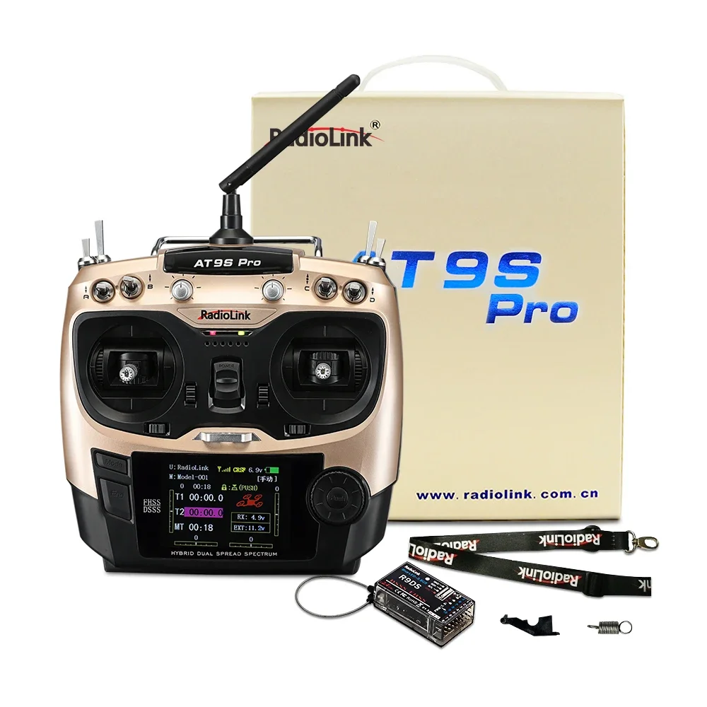 RadioLink AT9S PRO 2.4G 12CH DSSS FHSS 송신기(R9DS 수신기 포함) RC 비행기 헬리콥터 FPV 무인기용 3S 2200mah 8C 배터리