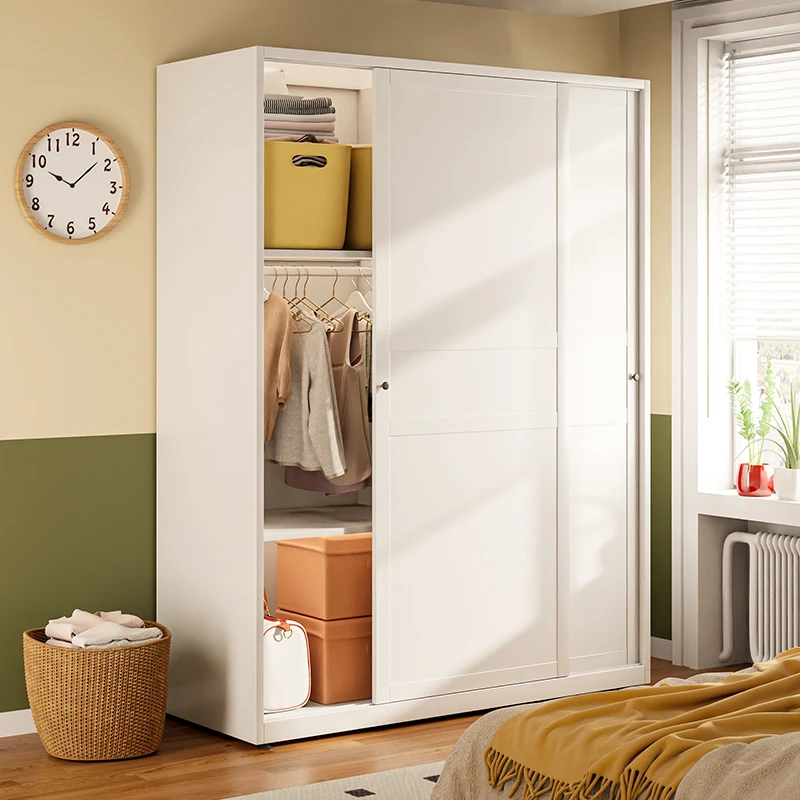 

Nordic Quiet Aesthetic Wardrobes Orgnizer Women White Bedroom Wardrobes Sliding Door Metal Kleiderschrank Furniture Home