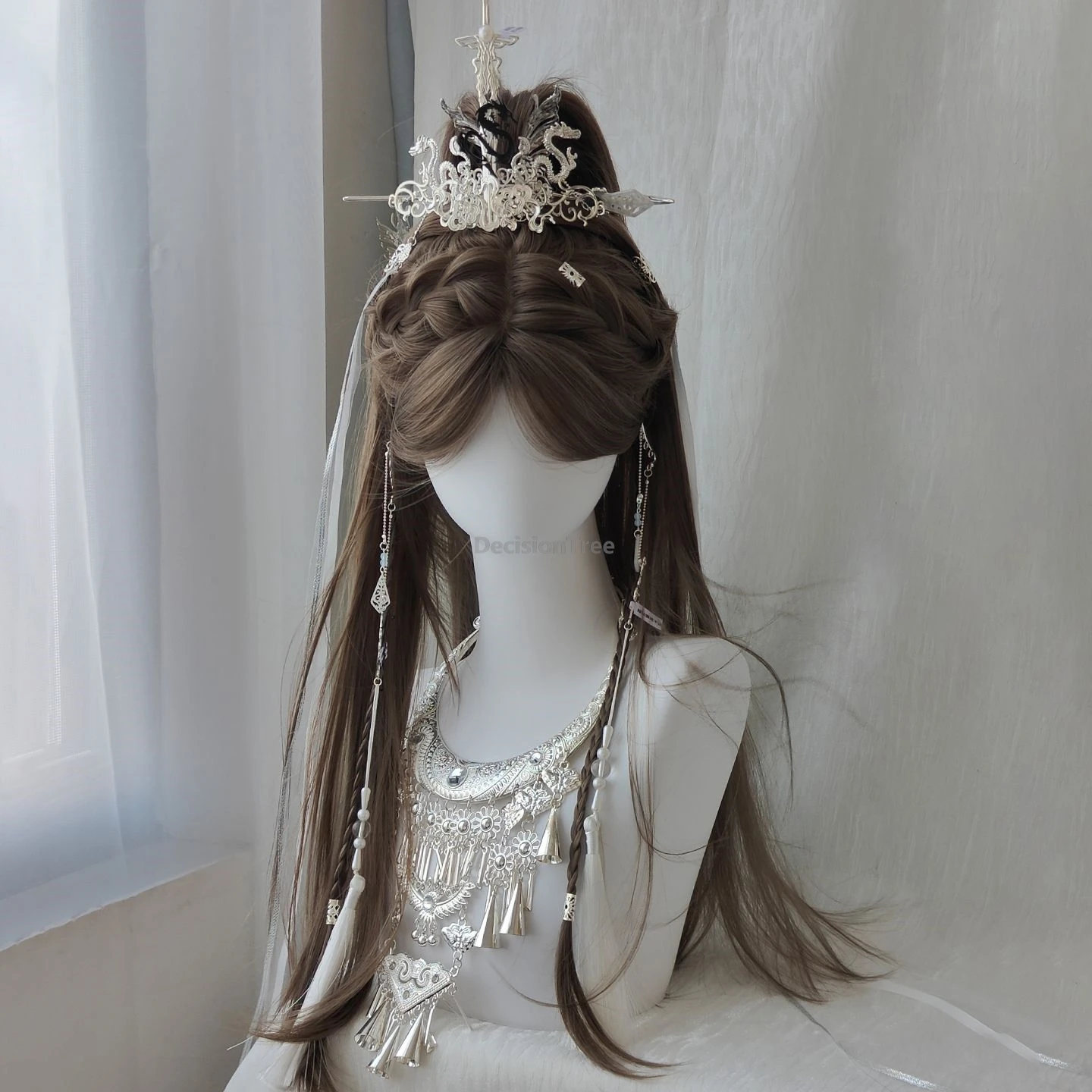 

Модный парик в стиле ханьфу 2026 года: ежедневный, с высоким хвостом, прямой, мягкий, блестящий, натуральный вид, в китайском стиле