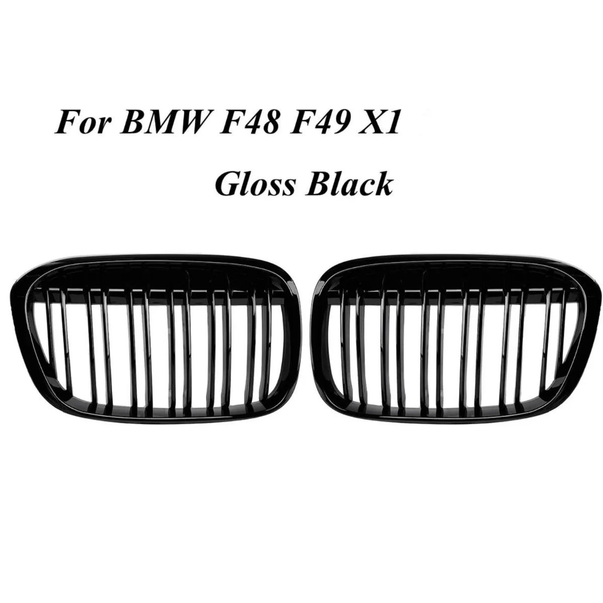 F48 Car Front Bumper Kidney Grill Double Line Grilles For BMW X1 F48 F49 2016 2017 2018 2019 2020 M Style Racing Grille Glossy