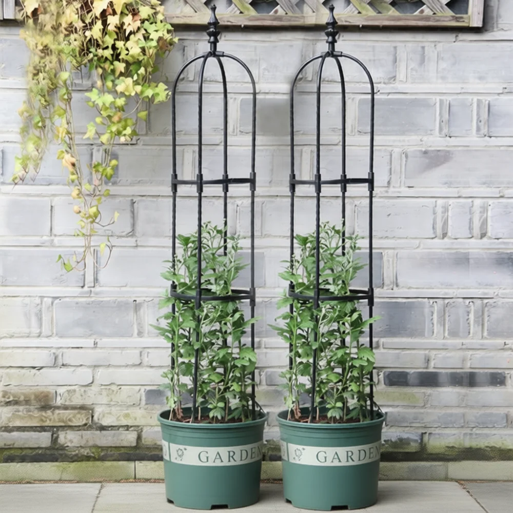 Plant Support Trellis U Shaped Garden Stake Modular Climbing Growth Frame For Flower Vine Vegetable Pot Stand Black