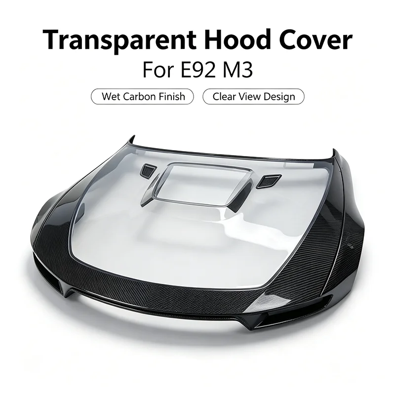 Carbon Fiber Transparent Front Hood Bonnet For BMW 3 Series M3 E92 Coupe 2007-2013 Sport Racing Style See-Through Engine Cover