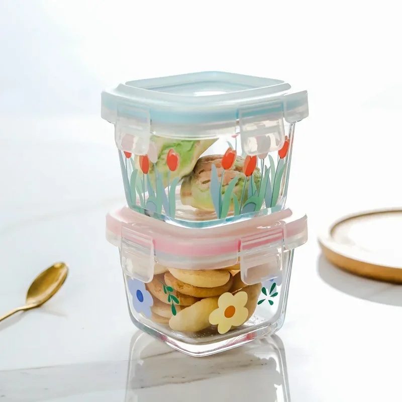 

2pcs Glass Storage Jar Sealed Food Storage Container Household Multi-function Small Tea Grains Candy Storage Salad Dessert Bowl