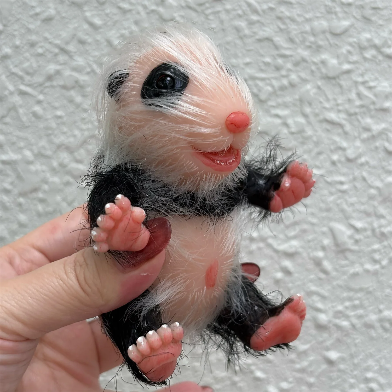 15cm Can Washable Mini Silicone Reborn Panda Doll With Rooted Fur Lifelike Painted Newborn Baby Doll For Kids Gift