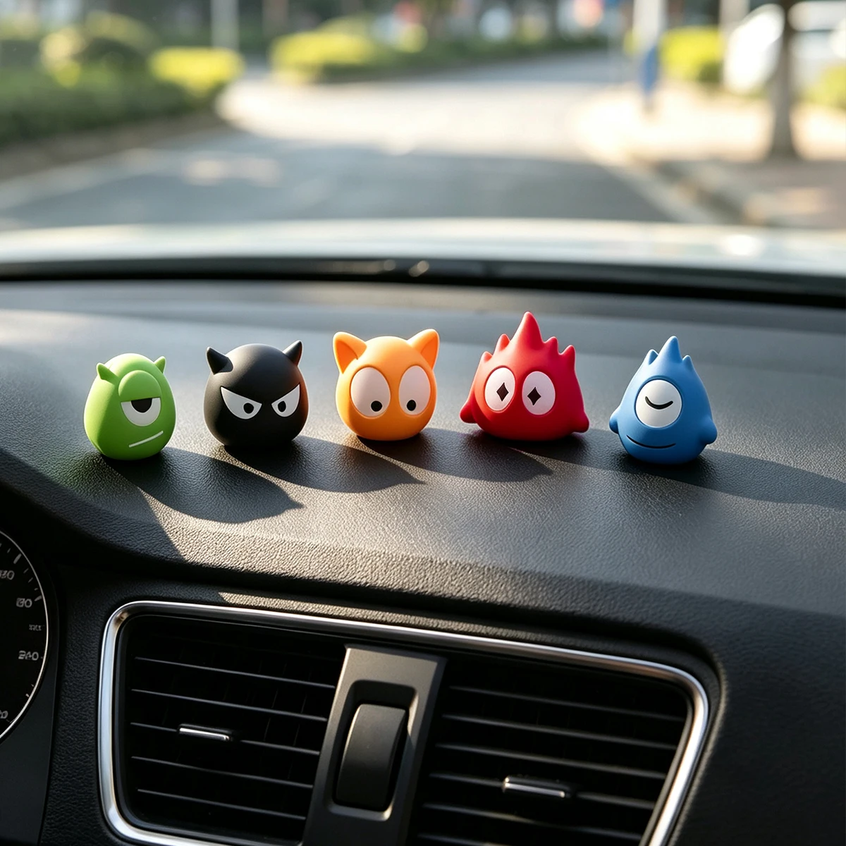 Mini Funny Cute Black Blue Little Coal Ball Elf Resin Craft Miniature Figure Car Mounted Creative Interior Ornament & Home Decor