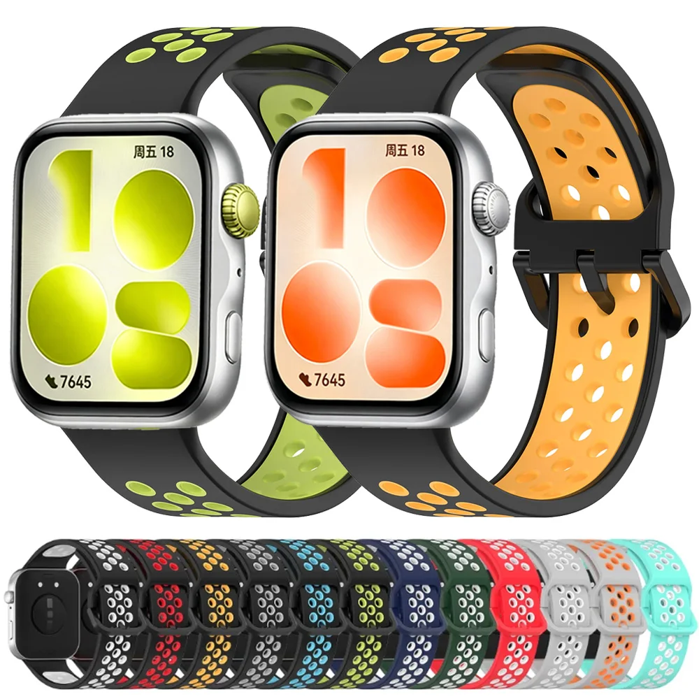 Zweifarbiges Silikonarmband für Huawei Watch Fit 5/5 Pro/4/4 Pro/3, atmungsaktives Armband, Sportarmband, Correa Huawei Watch Fit 5 4