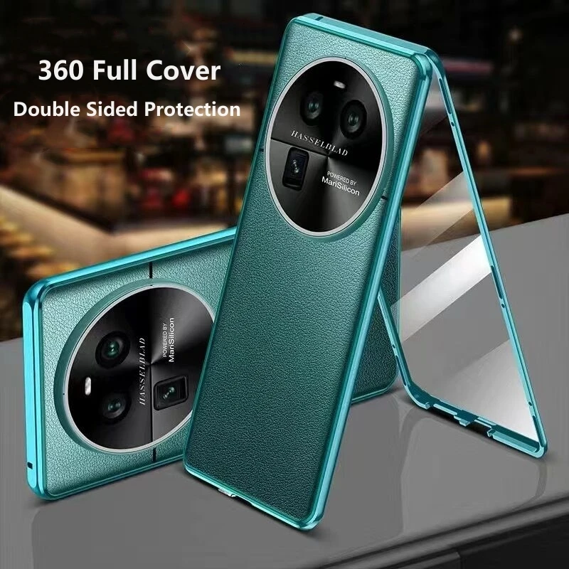 360 Full Cover For Oppo Find X6 Pro Case Tempered Glass Flip Phone Case For Find X6 X6Pro 5G Double Sided Protection Capa Bumper