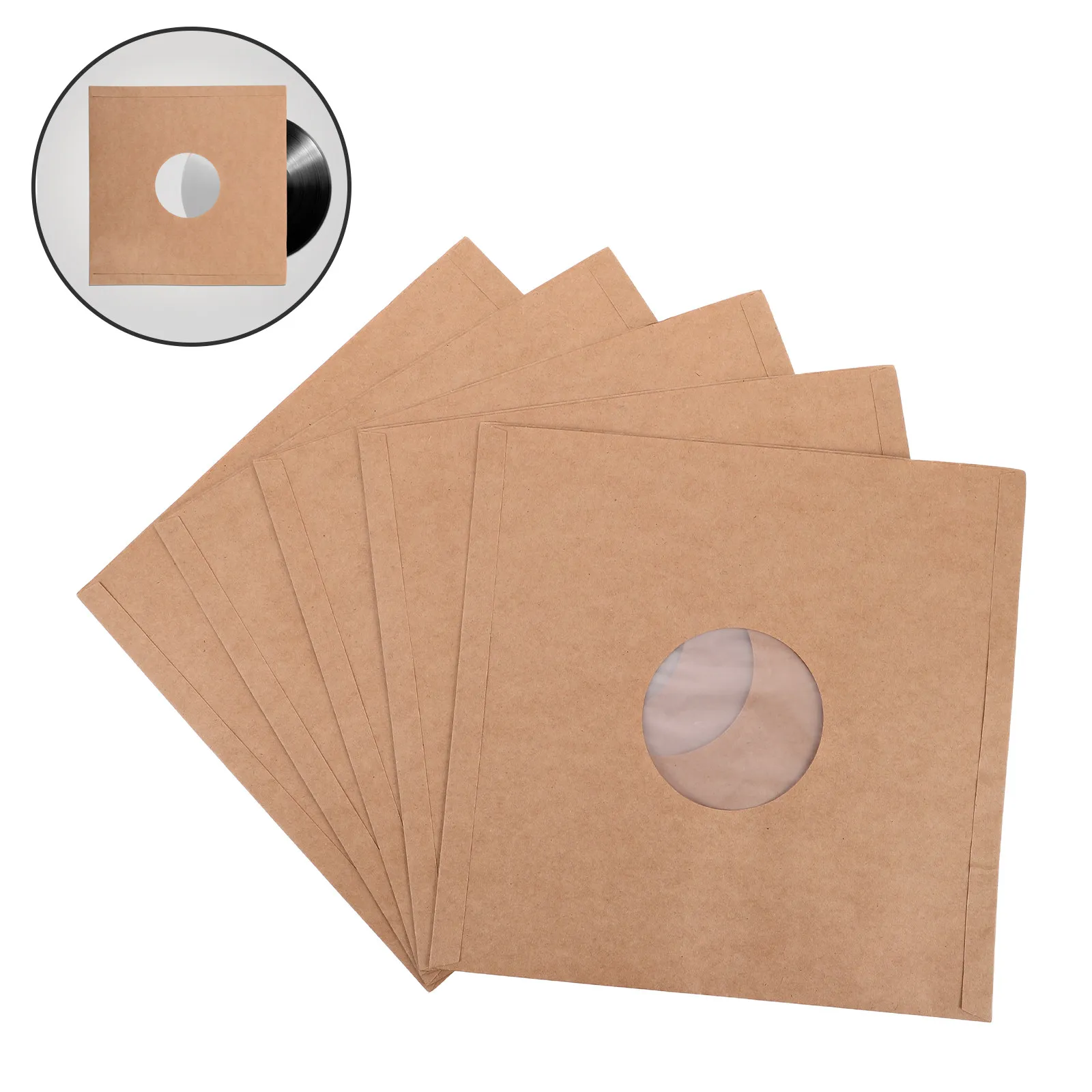 5Pcs Vinyl Inner Sleeve Record Sleeve For Vinyl Storage Organizer Black Kraft Paper Inch Matte Protective Jackets