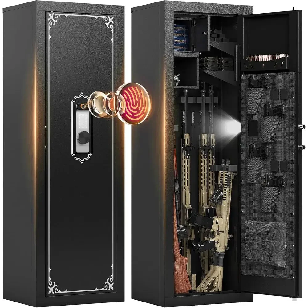 Adjustable Shelf Large Rifle Safe with Biometric Lock