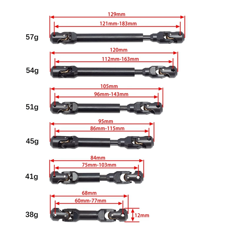 Metal Heavy-Duty Spline Drive Shaft For 1/10 RC Crawler Car Axial SCX10 90046 AXI03007 TRAXXAS TRX4 TRX6 Redcat Gen8